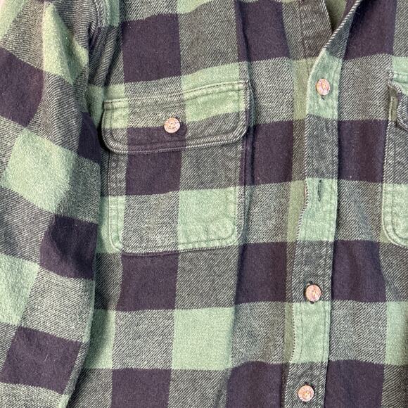 Field & Stream Lumberjack Flannel Shirt Men's XL Hunter Green Black Plaid Heavy - Picture 3 of 7
